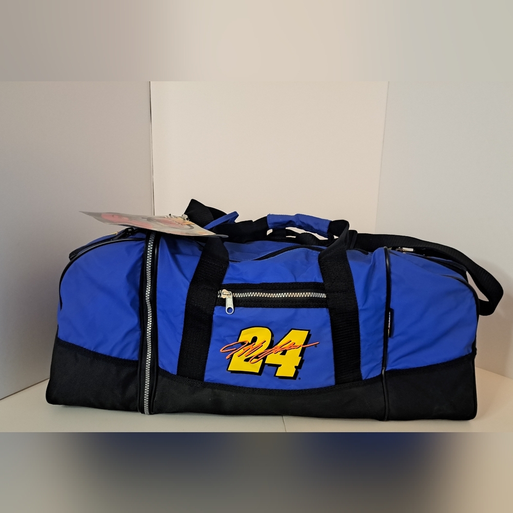 This is a vintage NASCAR Jeff Gordon duffle bag.